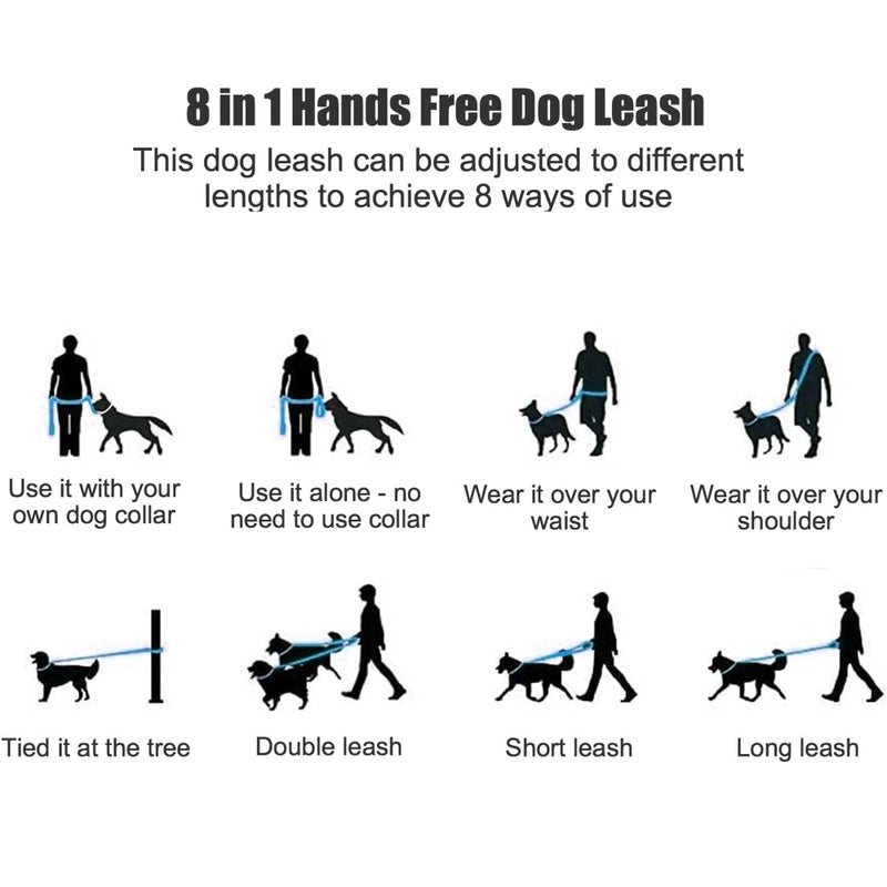 Mile High Life Hands Free Dog Leash, Crossbody Waist Leash with Genuine Leather Connection, Multifunctional Adjustable Slip Lead for Dog Walking Running (Green, 8FT) - Image 4